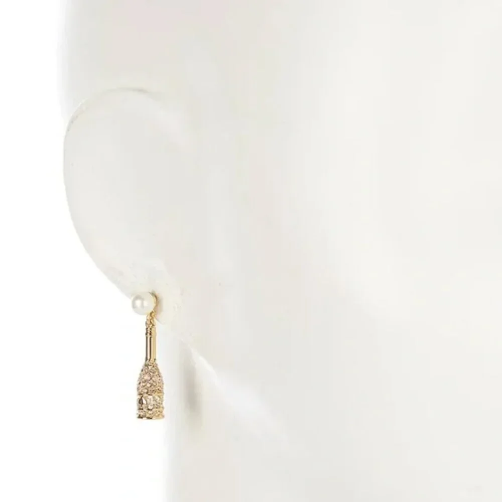 Kate Spade Winter Carnival Champagne Crystal Pearl Drop Earrings